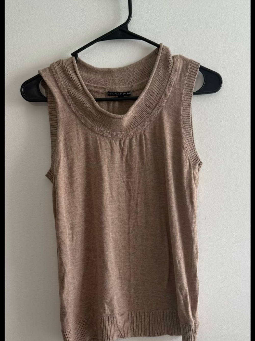 Adrianna Papell Sleeveless Taupe Knit Shell